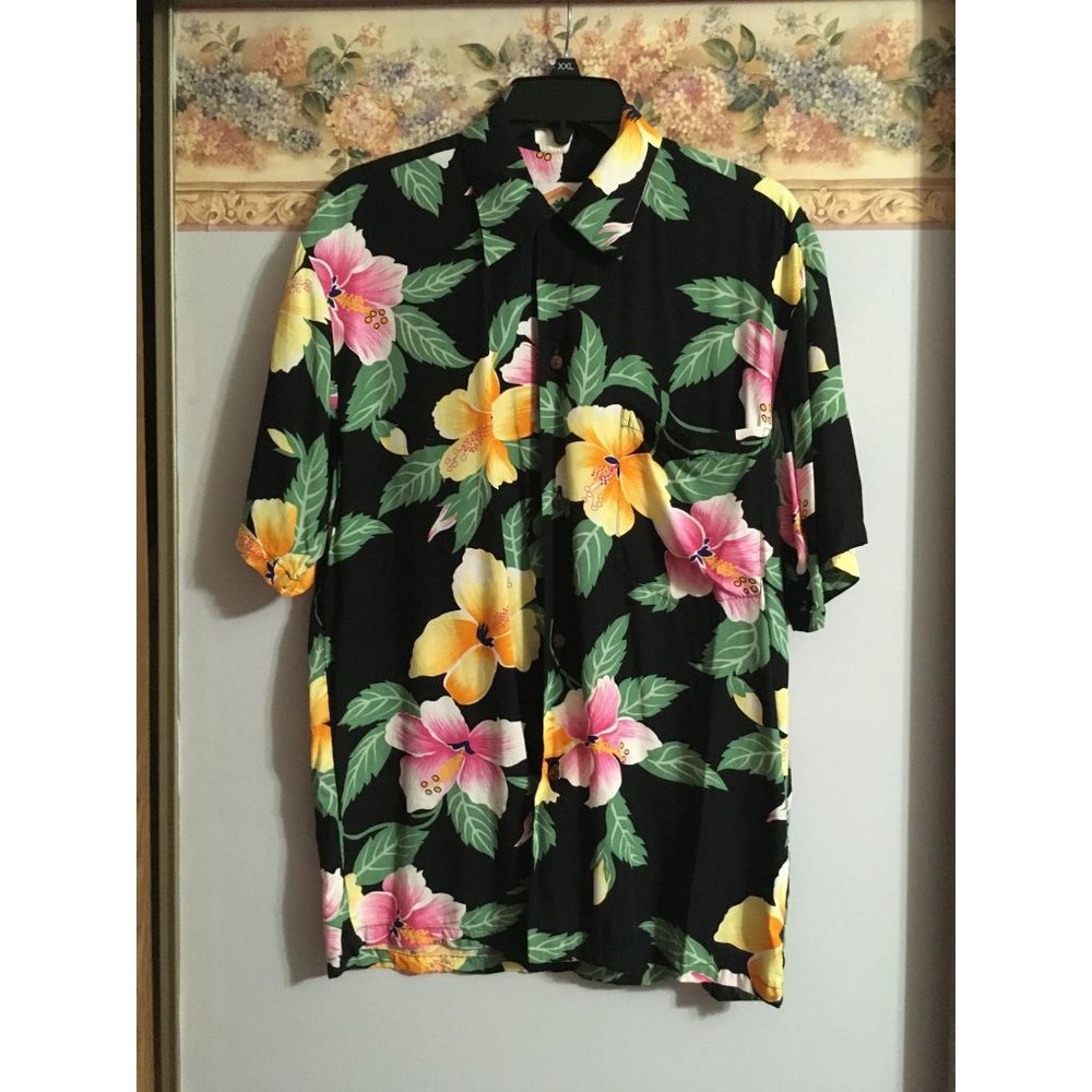 Pineapple Juice Hawaiian Classic Small Floral Button Down Vintage Flowy Shirt